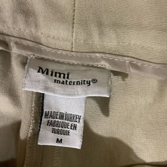Mimi Maternity Womens Size Medium Chino Dress Pants Tan Zip Spandex Stretch - Picture 2 of 8